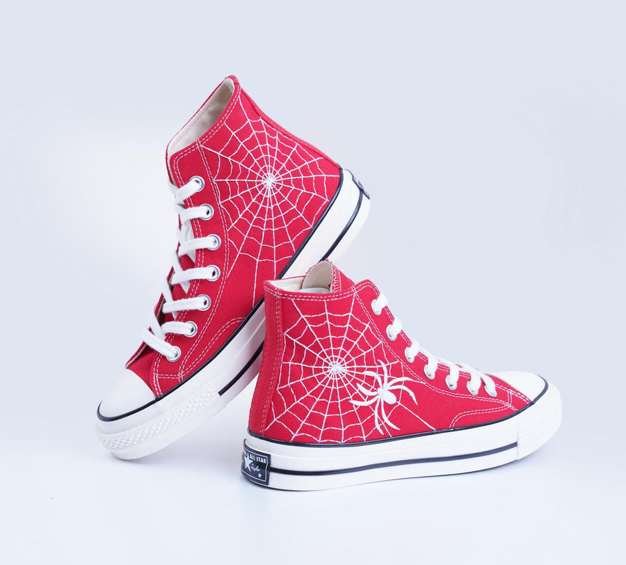 Custom Embroidered Converse: Spiderweb Halloween Sneakers
