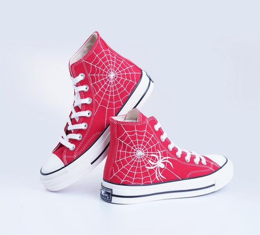 Custom Embroidered Converse: Spiderweb Halloween Sneakers