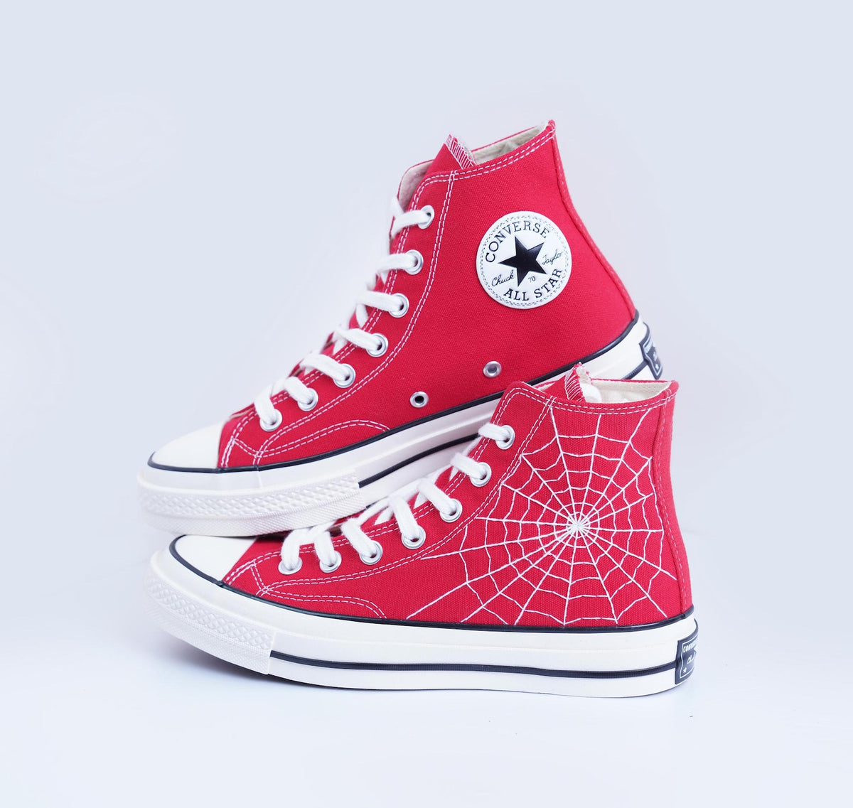 Custom Embroidered Converse: Spiderweb Halloween Sneakers