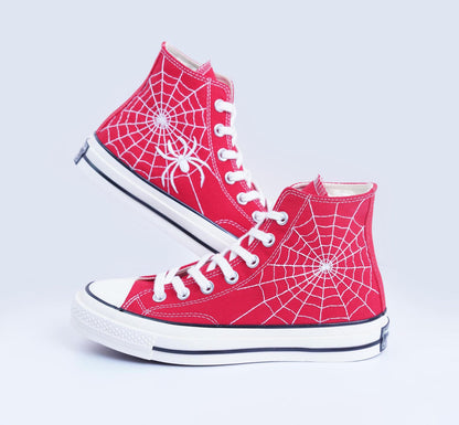 Custom Embroidered Converse: Spiderweb Halloween Sneakers
