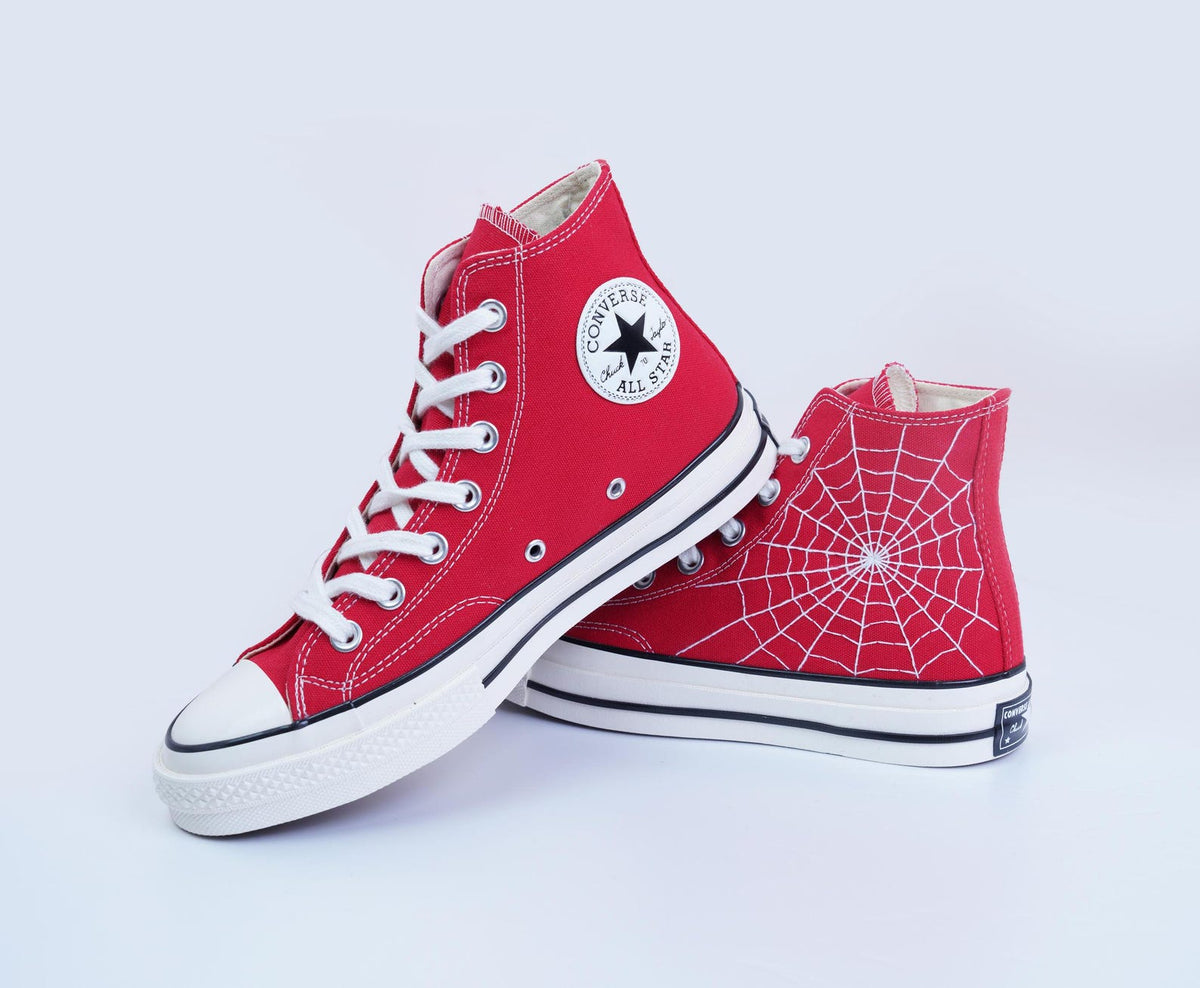 Custom Embroidered Converse: Spiderweb Halloween Sneakers