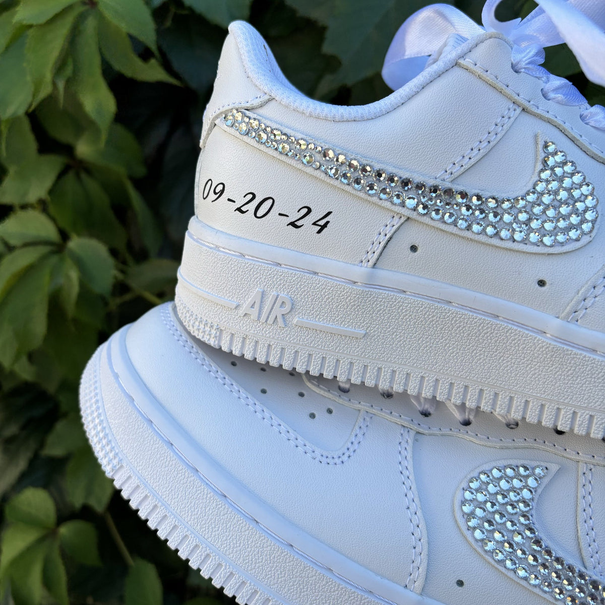 Personalized Rhinestone Sneakers For The Bride / Pearl Crystal Bridal Shoes / Prom, graduation Air Force 1