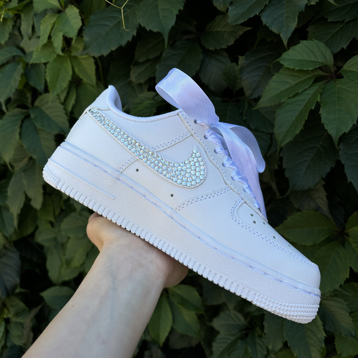 Personalized Rhinestone Sneakers For The Bride / Pearl Crystal Bridal Shoes / Prom, graduation Air Force 1