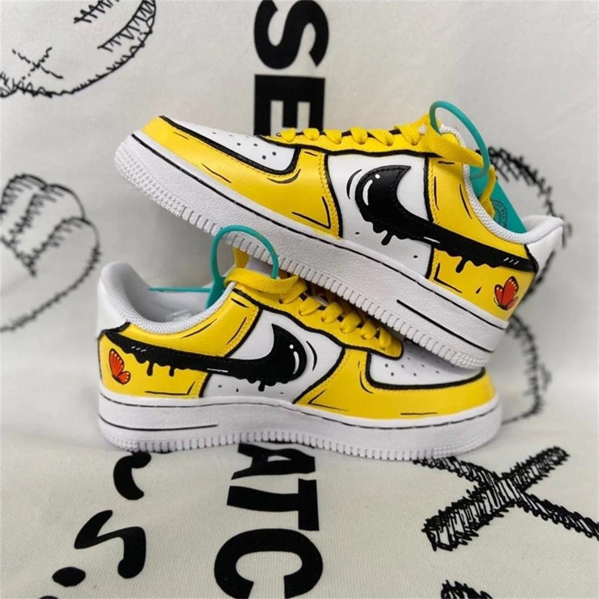 Hand Painted Air Force 1 Sneakers: Custom Anime Shoes white personalized gift design wedding fashion trainers