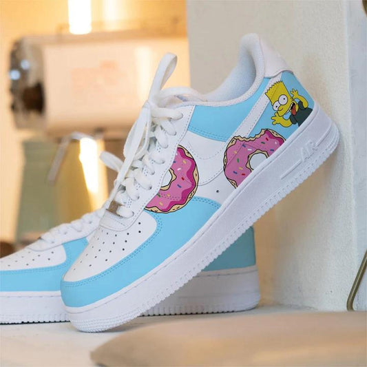 Hand Painted Simpsons Air Force 1 Sneakers: Custom Anime Street Style Trainers
