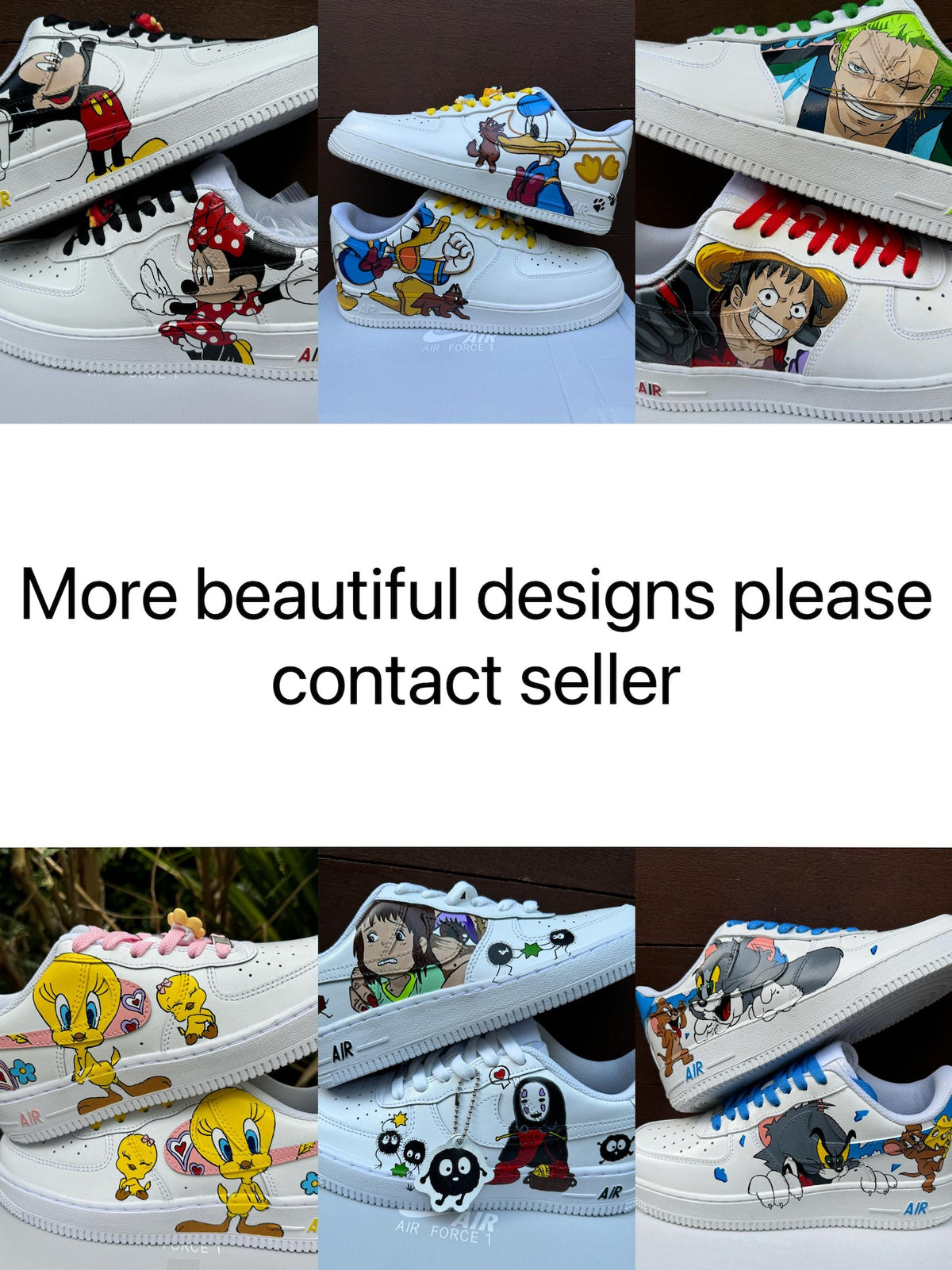 Hand Painted Tom Jerry Air Force 1 Sneakers: Custom Anime Shoes AF1 white personalized gift design wedding fashion trainers