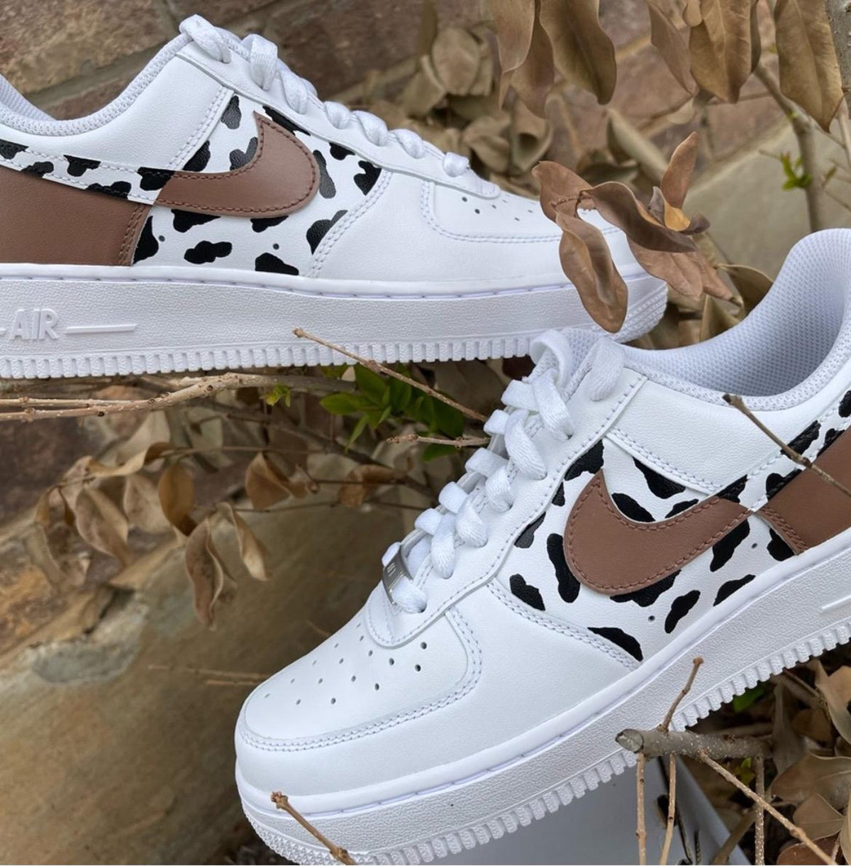 Hand-Painted Cow Print AF1 Sneakers, Custom Cowgirl Shoes