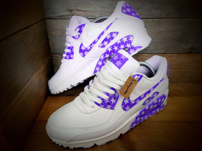 Custom Painted Air Max 90/Sneakers/Shoes/Kicks/Premium/Personalised/Purple Stars