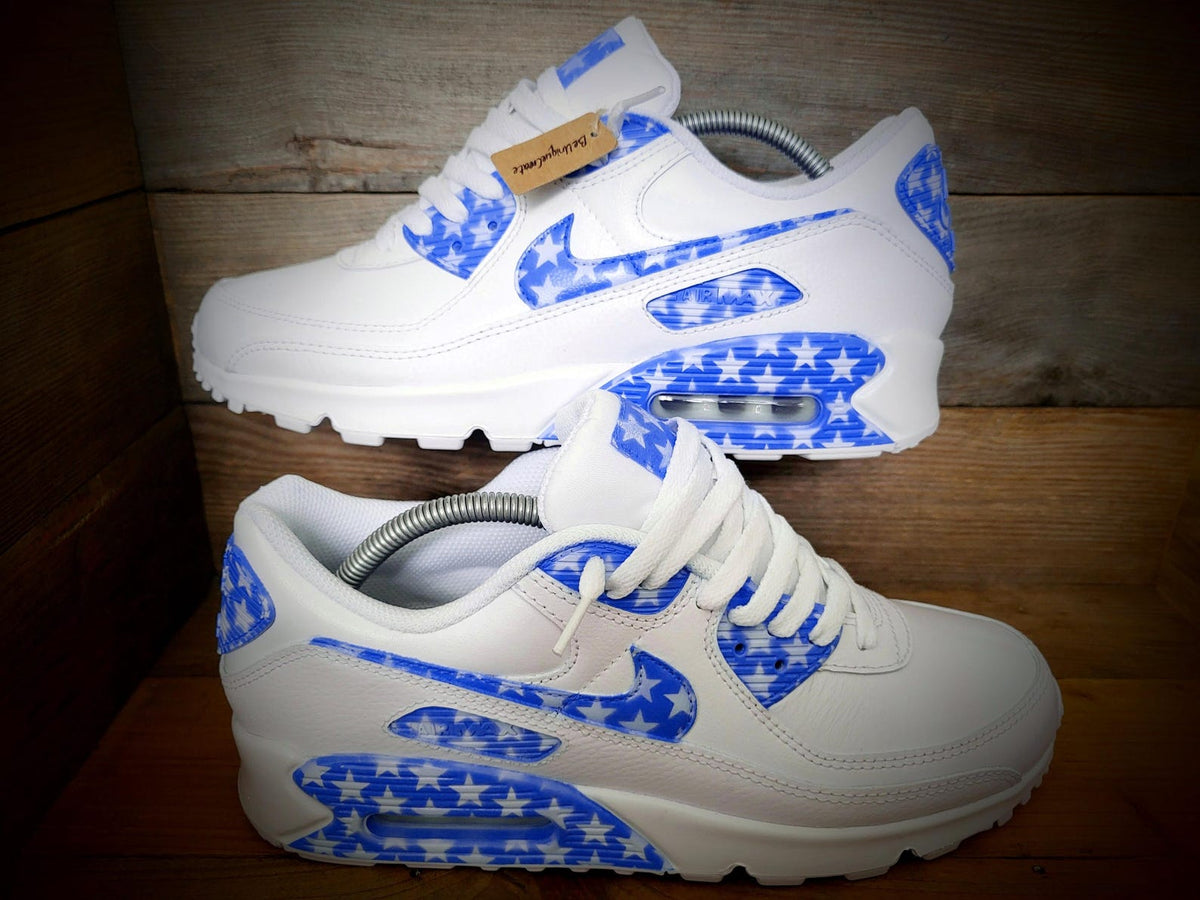 Custom Painted Air Max 90/Sneakers/Shoes/Kicks/Premium/Personalised/Blue Stars