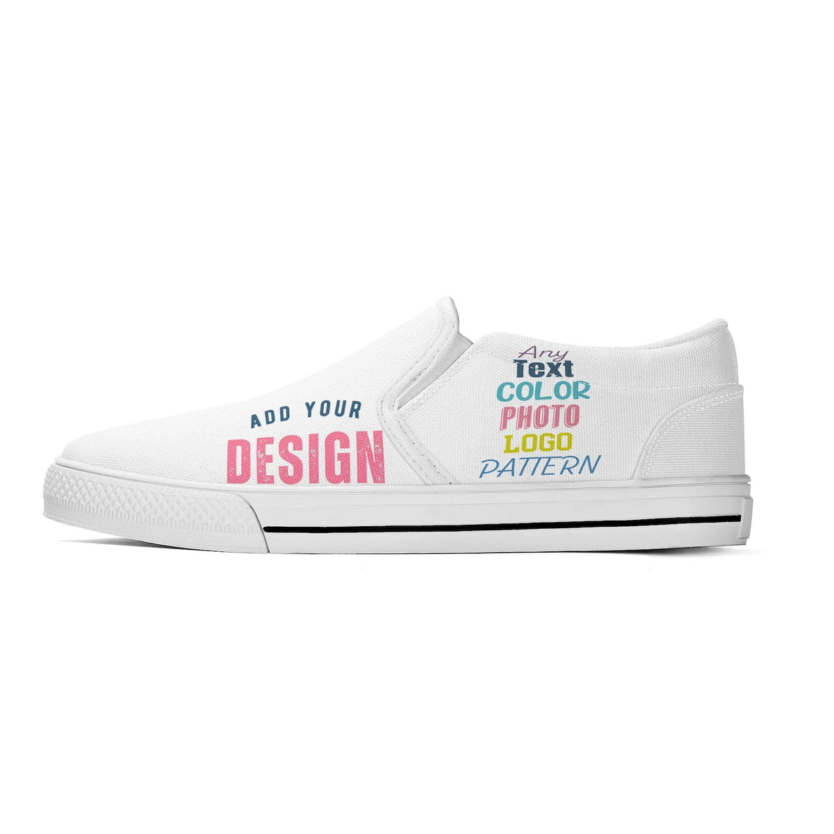 Custom Slip On Shoes for Women Personalized Skate Shoe for Men Skateboard Loafers Laceless Canvas Skater Any Color Photo Image Logo Text