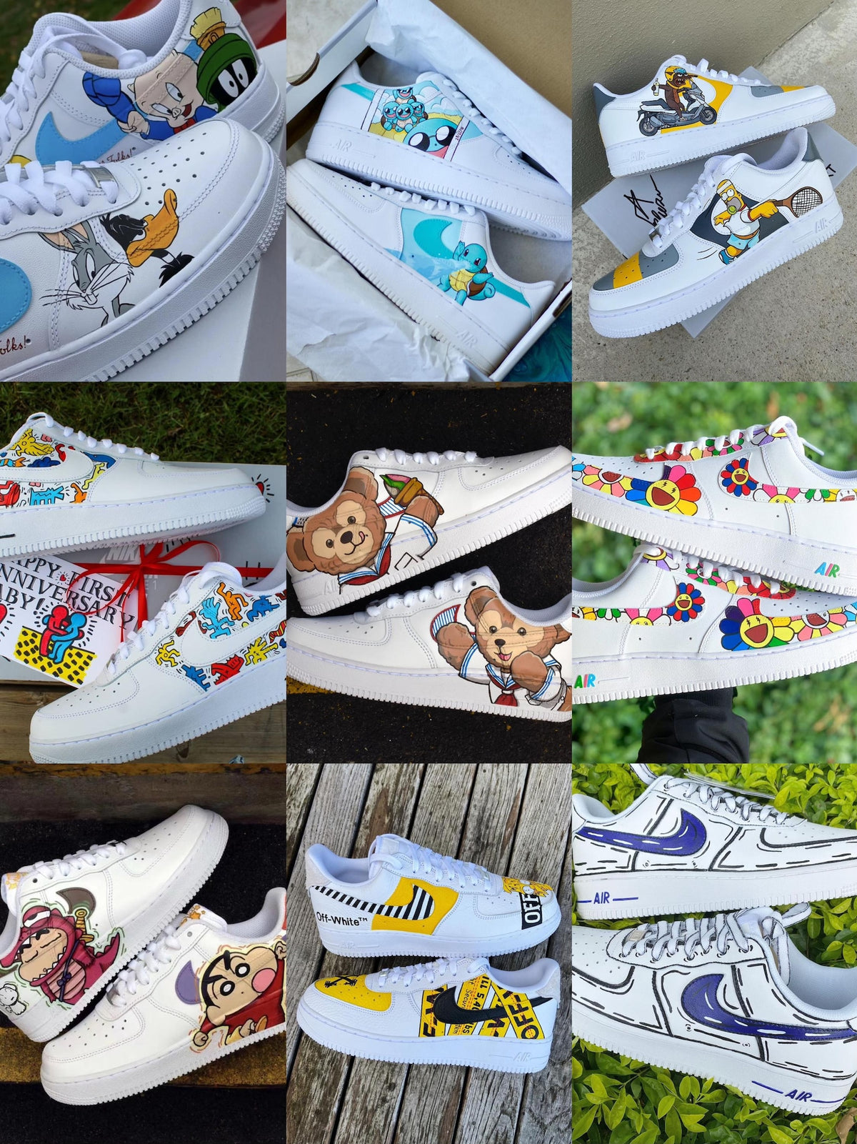 Hand Painted Air Force 1 Sneakers: Mickey  Minnie Mouse Cartoon Shoes AF1 white personalized gift design wedding fashion trainers anime shoe