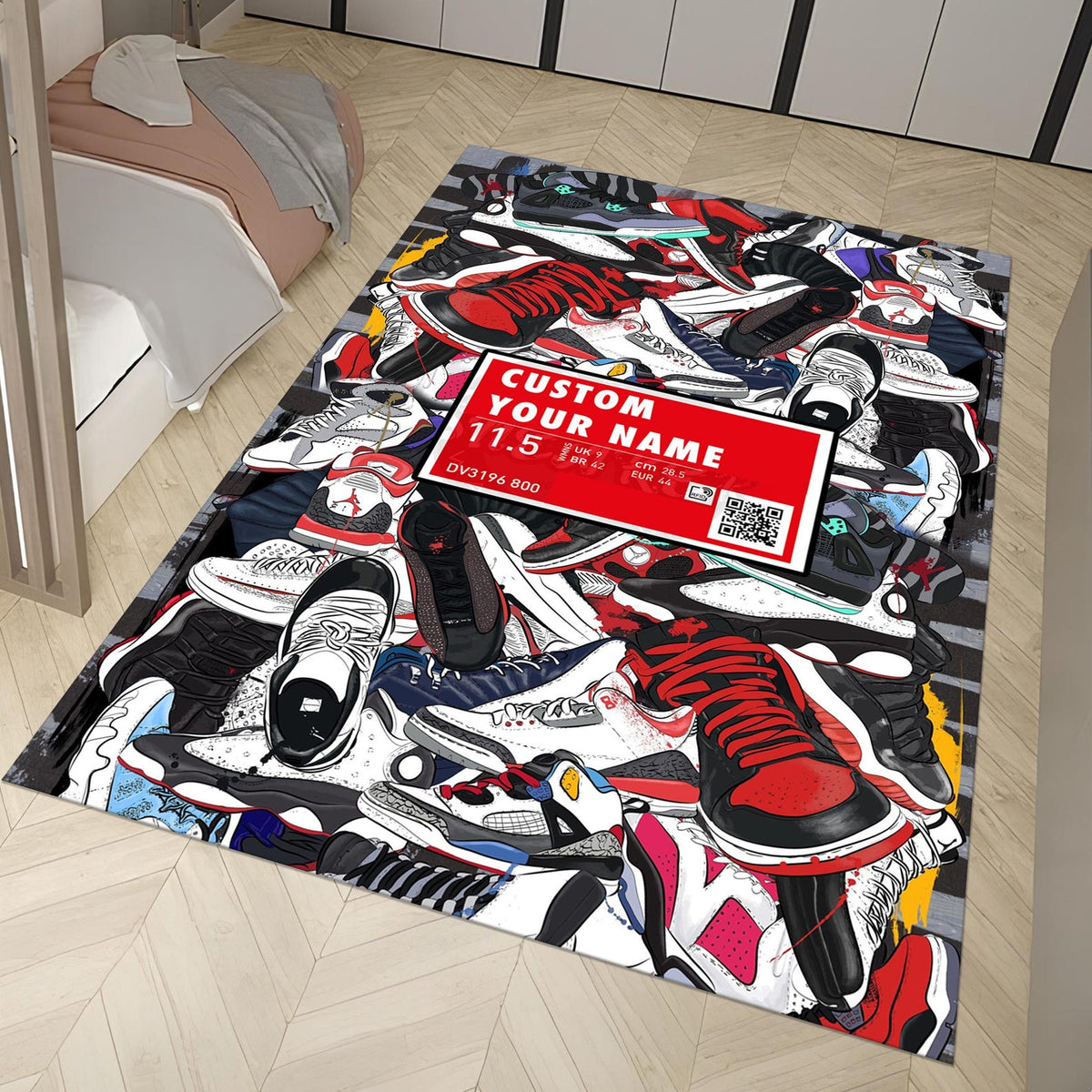 Sneakers Shoes Rug, Custom Rug, Personalized Rug, Street Cool Rug, Sneakers Decor Rug, Sneaker Art, Fashion Street Rug, Area Rug, Shoes Room