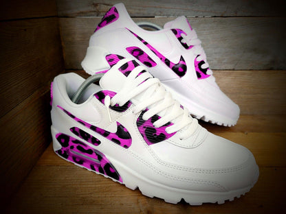 Custom Painted Air Max 90/Sneakers/Shoes/Kicks/Premium/Personalised/Pink Leopard Print