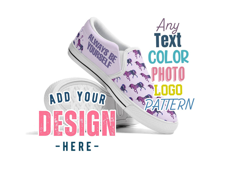 Custom Slip On Shoes for Women Personalized Skate Shoe for Men Skateboard Loafers Laceless Canvas Skater Any Color Photo