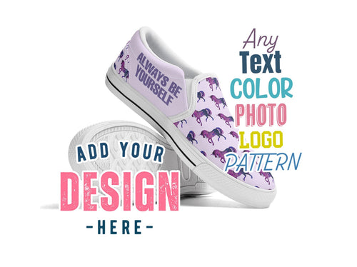 Custom Slip On Shoes for Women Personalized Skate Shoe for Men Skateboard Loafers Laceless Canvas Skater Any Color Photo Image Logo Text