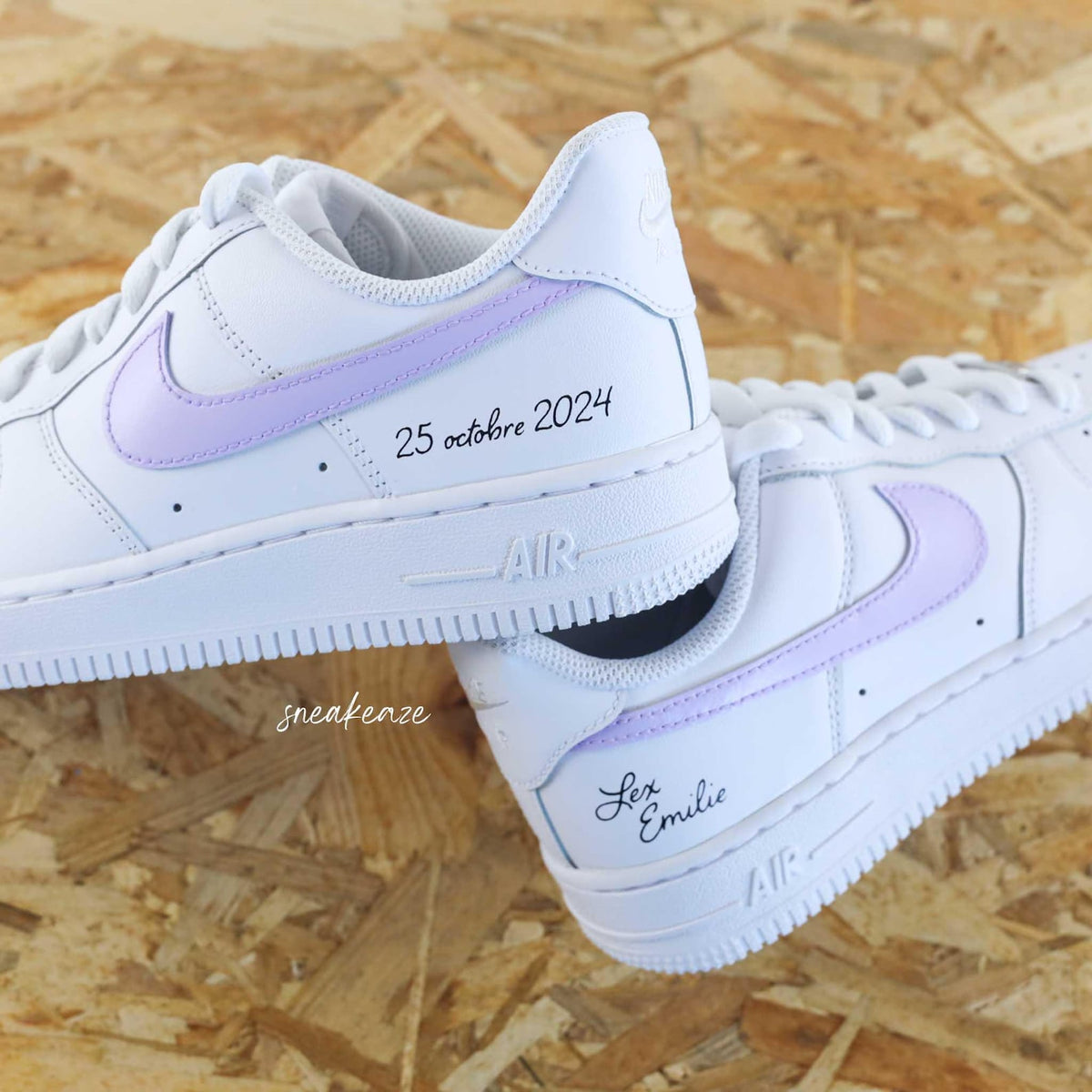 WEDDING - Hand-customized sneakers - Air Force 1 Custom - Wedding personalization with names and date, swoosh color of your choice, unisex