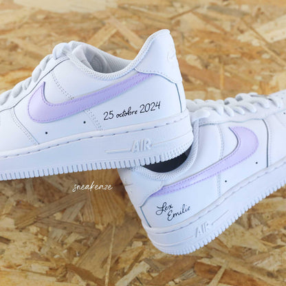 WEDDING - Hand-customized sneakers - Air Force 1 Custom - Wedding personalization with names and date, swoosh color of your choice, unisex