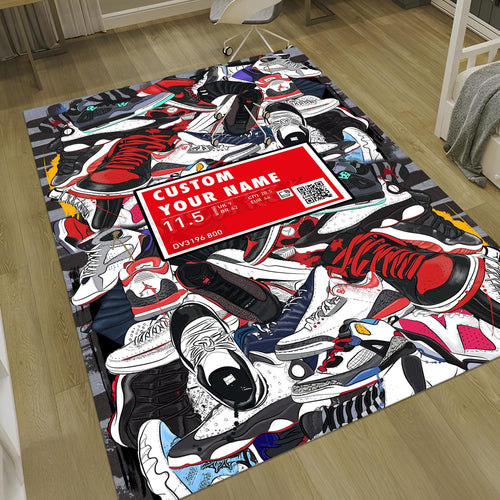 Sneakers Shoes Rug, Custom Rug, Personalized Rug, Street Cool Rug, Sneakers Decor Rug, Sneaker Art, Fashion Street Rug, Area Rug, Shoes Room