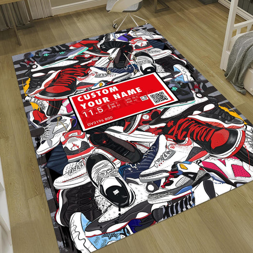 Sneakers Shoes Rug, Custom Rug, Personalized Rug, Street Cool Rug, Sneakers Decor Rug, Sneaker Art, Fashion Street Rug, Area Rug, Shoes Room