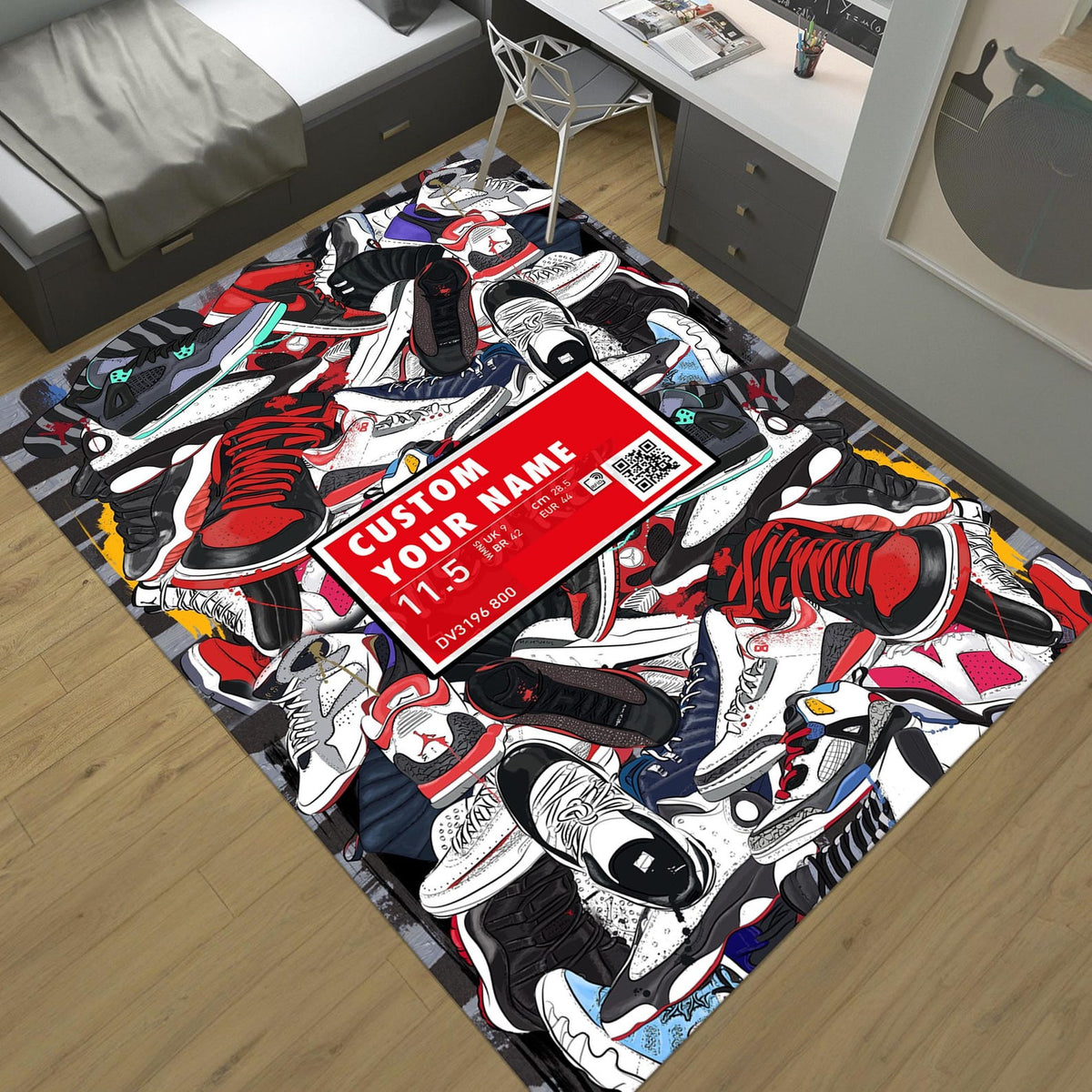 Sneakers Shoes Rug, Custom Rug, Personalized Rug, Street Cool Rug, Sneakers Decor Rug, Sneaker Art, Fashion Street Rug, Area Rug, Shoes Room