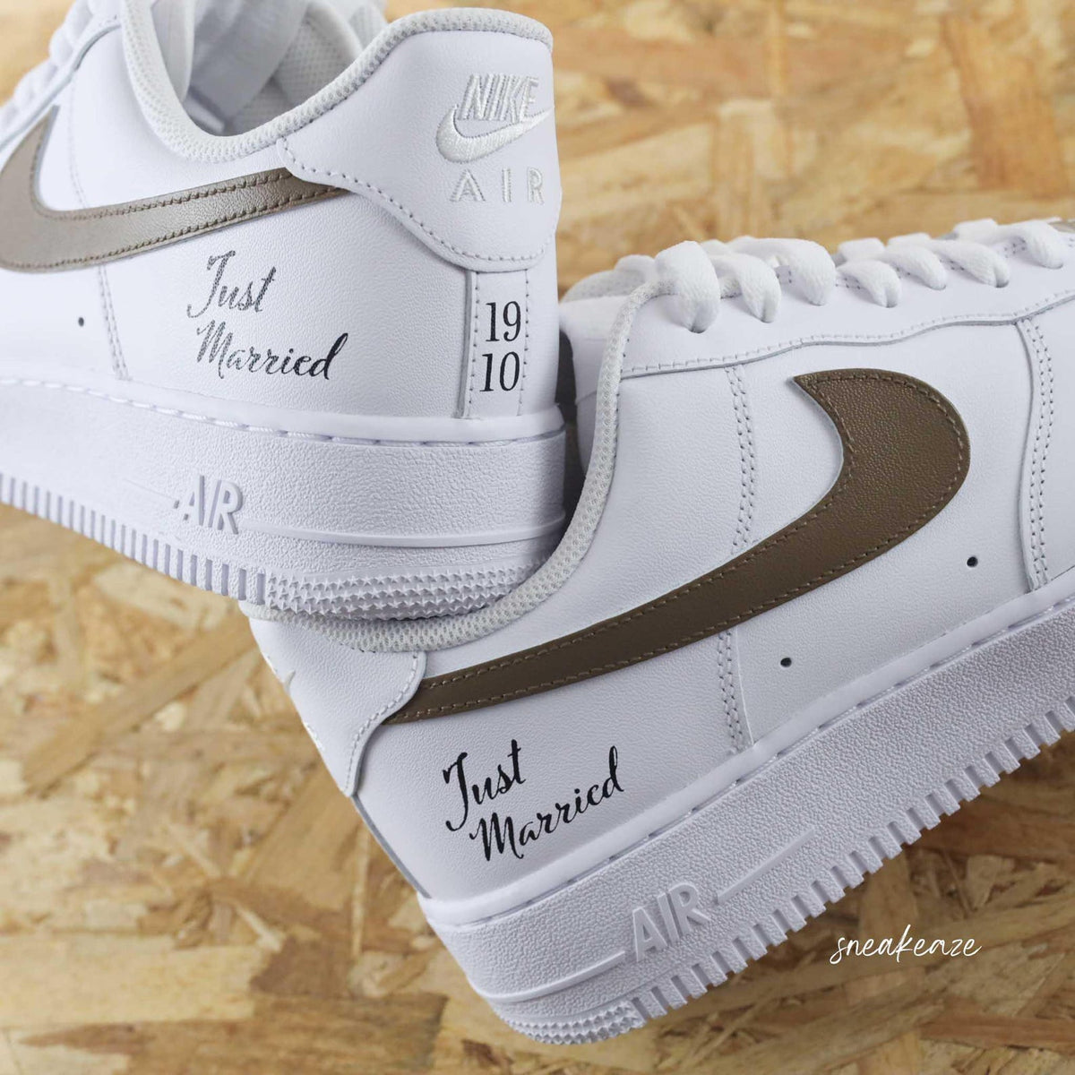 Custom Air Force 1 sneakers for weddings, unisex.