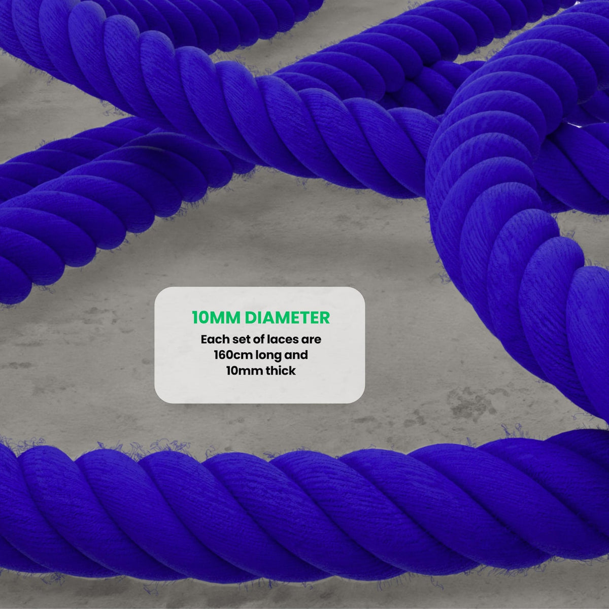 Chunky Blue Organic Cotton Rope Shoelaces: Custom AF1 Sneaker Laces