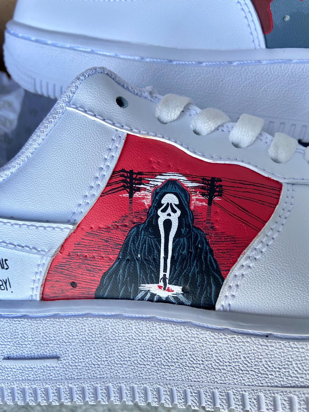 Scream Horror Custom Sneakers | Ghost Face Inspired Hand-Painted Shoes | Slasher Movie Fan Gift | Horror-Themed Drip Sneakers