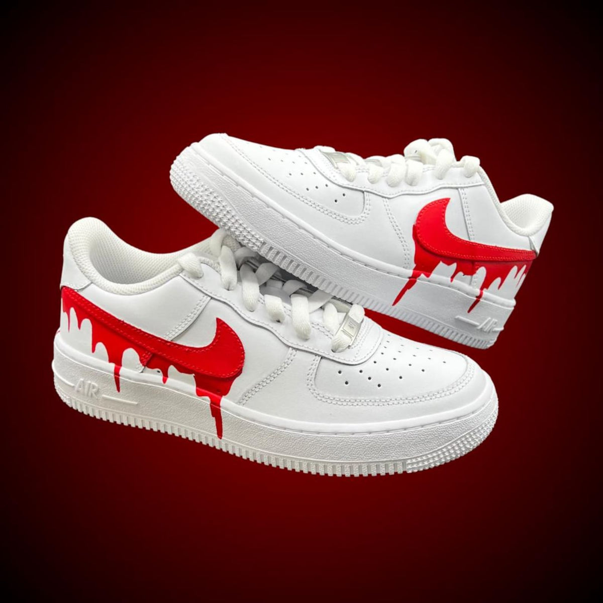 Custom “Red Drip” Air Force 1 Shoes