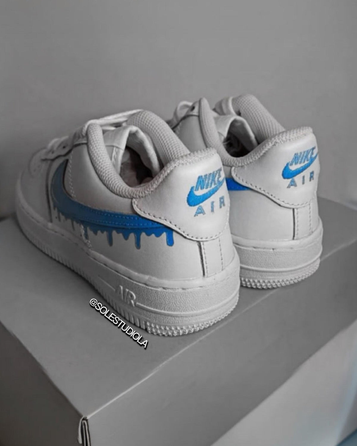Custom Blue Drip Air Force 1 Sneakers, Hand-Painted Nike Shoes