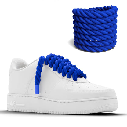 Chunky Blue Organic Cotton Rope Shoelaces: Custom AF1 Sneaker Laces