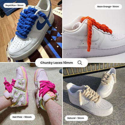 Chunky Blue Organic Cotton Rope Shoelaces: Custom AF1 Sneaker Laces