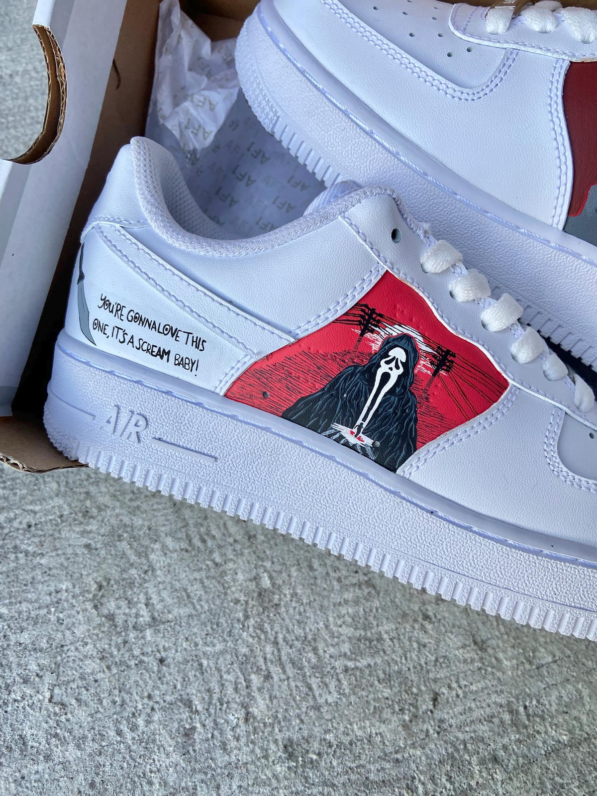 Scream Horror Custom Sneakers | Ghost Face Inspired Hand-Painted Shoes | Slasher Movie Fan Gift | Horror-Themed Drip Sneakers