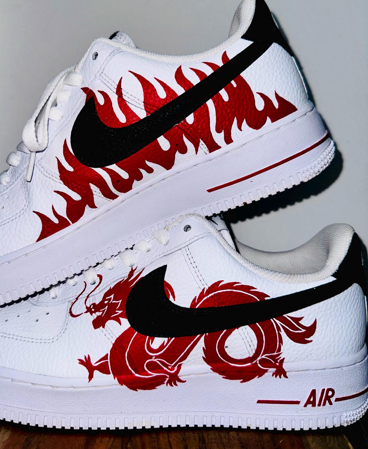 Custom Nike AirForce 1, Dragon & Flames, Hand-Painted Gift, Low Dunks, Cool New Trending