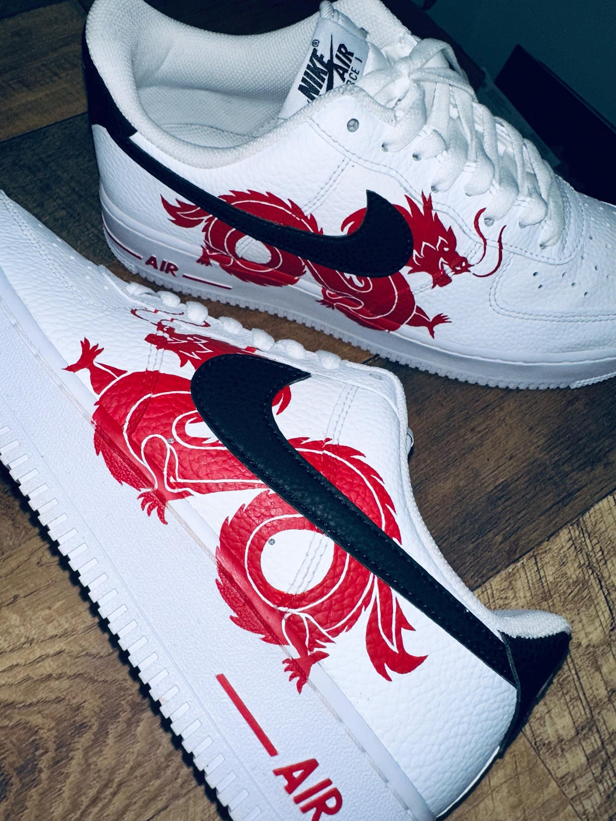 Custom Nike AirForce 1, Dragon & Flames, Hand-Painted Gift, Low Dunks, Cool New Trending