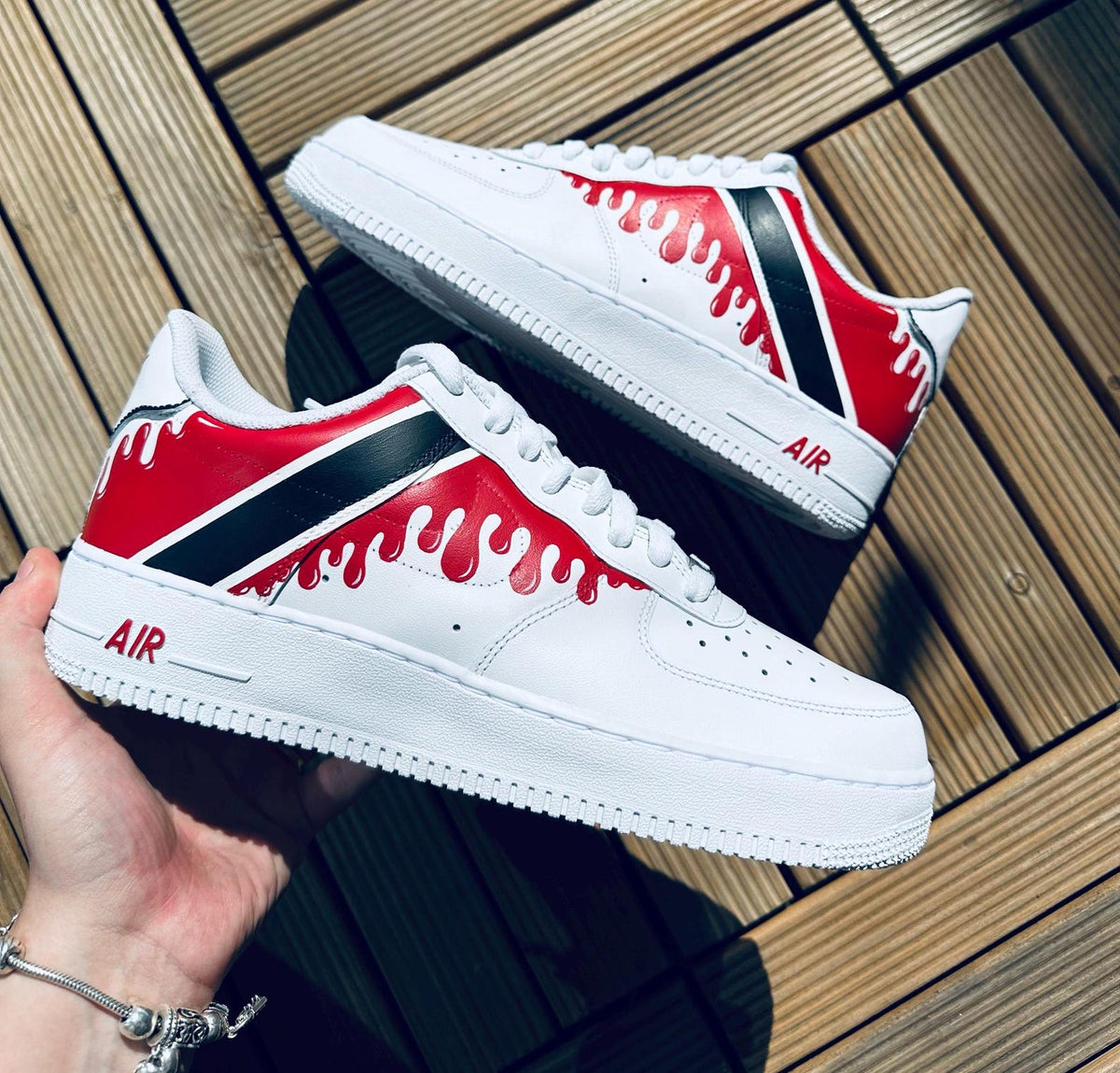 Custom Nike AirForce 1, Trinidad & Tobago Flag, Drip, Hand-Painted Gift, Low Dunks, Cool New Trending
