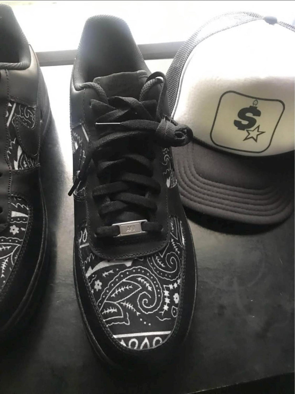 Custom Black Bandana Nke Air Force 1