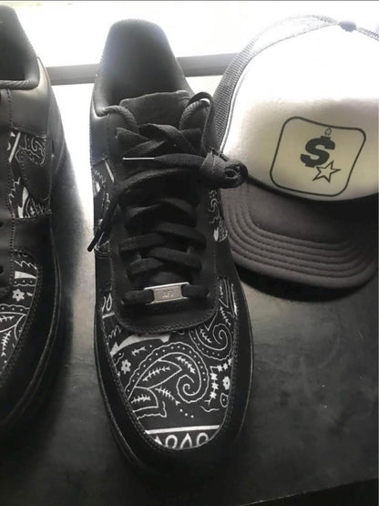 Custom Black Bandana Nke Air Force 1