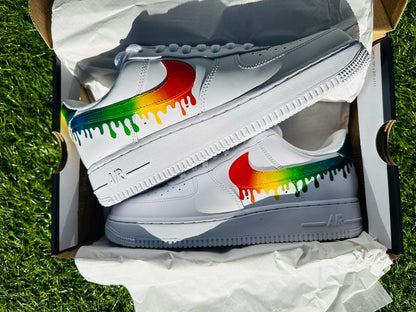 Custom AirForce 1, Custom Nike Shoes, Rainbow Drip Custom, Hand-Painted Gift, Low Dunks, Cool New Trending