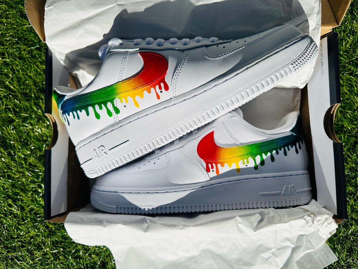 Custom AirForce 1, Custom Nike Shoes, Rainbow Drip Custom, Hand-Painted Gift, Low Dunks, Cool New Trending