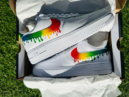Custom AirForce 1, Custom Nike Shoes, Rainbow Drip Custom, Hand-Painted Gift, Low Dunks, Cool New Trending
