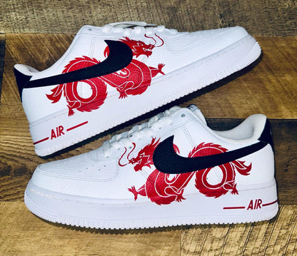 Custom Nike AirForce 1, Dragon & Flames, Hand-Painted Gift, Low Dunks, Cool New Trending
