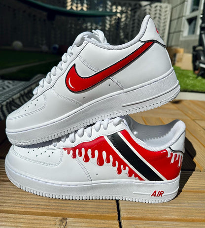 Custom Nike AirForce 1, Trinidad & Tobago Flag, Drip, Hand-Painted Gift, Low Dunks, Cool New Trending