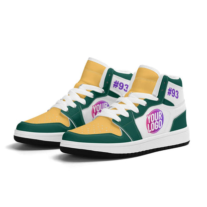 Custom Las Vegas Inspired Sneakers | Personalized Gold & Green High-Tops | Unisex and Kids Gift