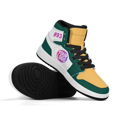 Custom Las Vegas Inspired Sneakers | Personalized Gold & Green High-Tops | Unisex and Kids Gift