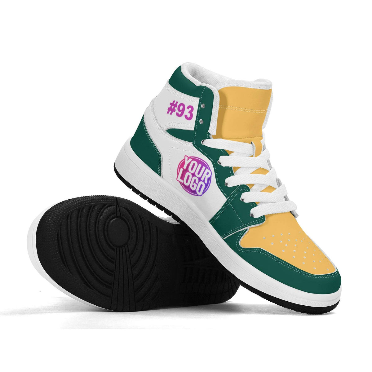 Custom Las Vegas Inspired Sneakers | Personalized Gold & Green High-Tops | Unisex and Kids Gift