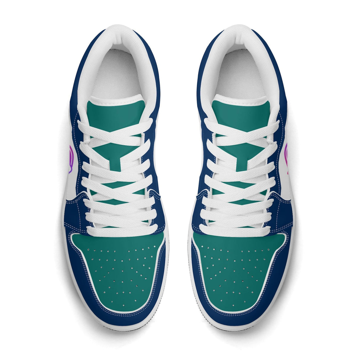 Custom Seattle-Inspired Low-Top Sneakers | Personalized Blue & Teal Shoes | Unisex and Kids Gift