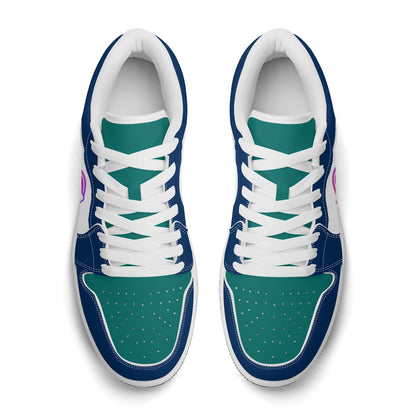 Custom Seattle-Inspired Low-Top Sneakers | Personalized Blue & Teal Shoes | Unisex and Kids Gift