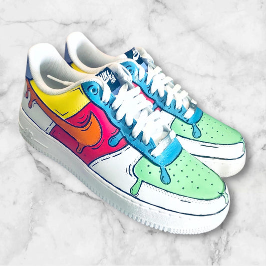 Custom Multicolor Drip Nike Air Force 1 | Hand-Painted Rainbow AF1 Shoes | Unique Colorful Drip Sneakers | Personalized Air Force Ones