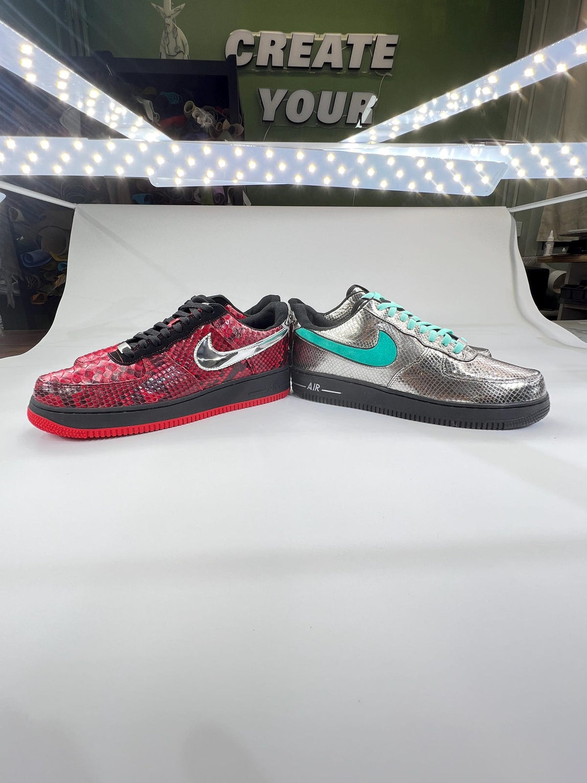 Custom Snakeskin Nike Handmade Sneakers - Unique Personailzed Shoes customizable design one-of-a-kind