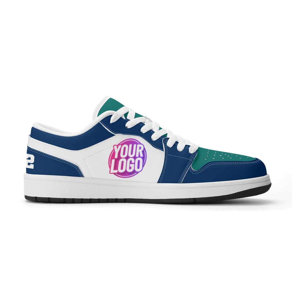 Custom Seattle-Inspired Low-Top Sneakers | Personalized Blue & Teal Shoes | Unisex and Kids Gift